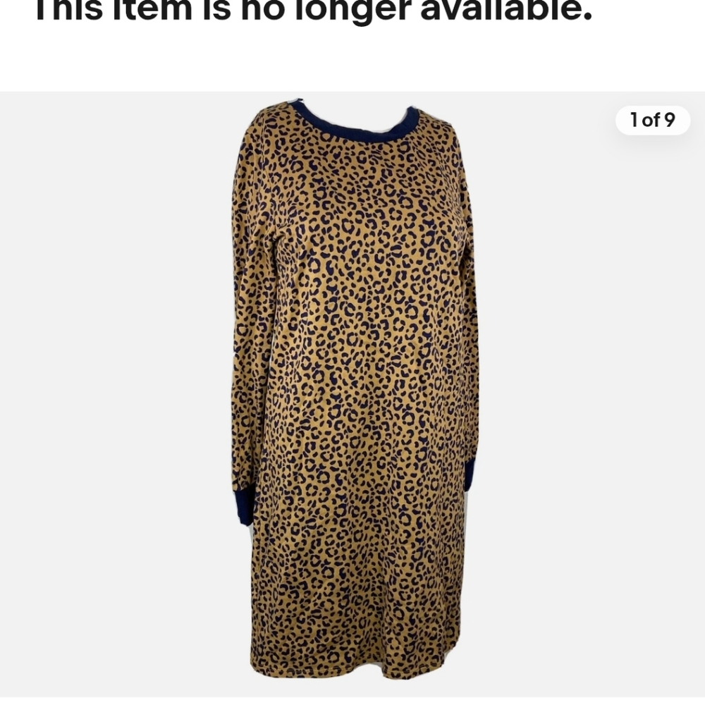 Boden Navy and Tan Animal Print Dress Sweatshirt Material